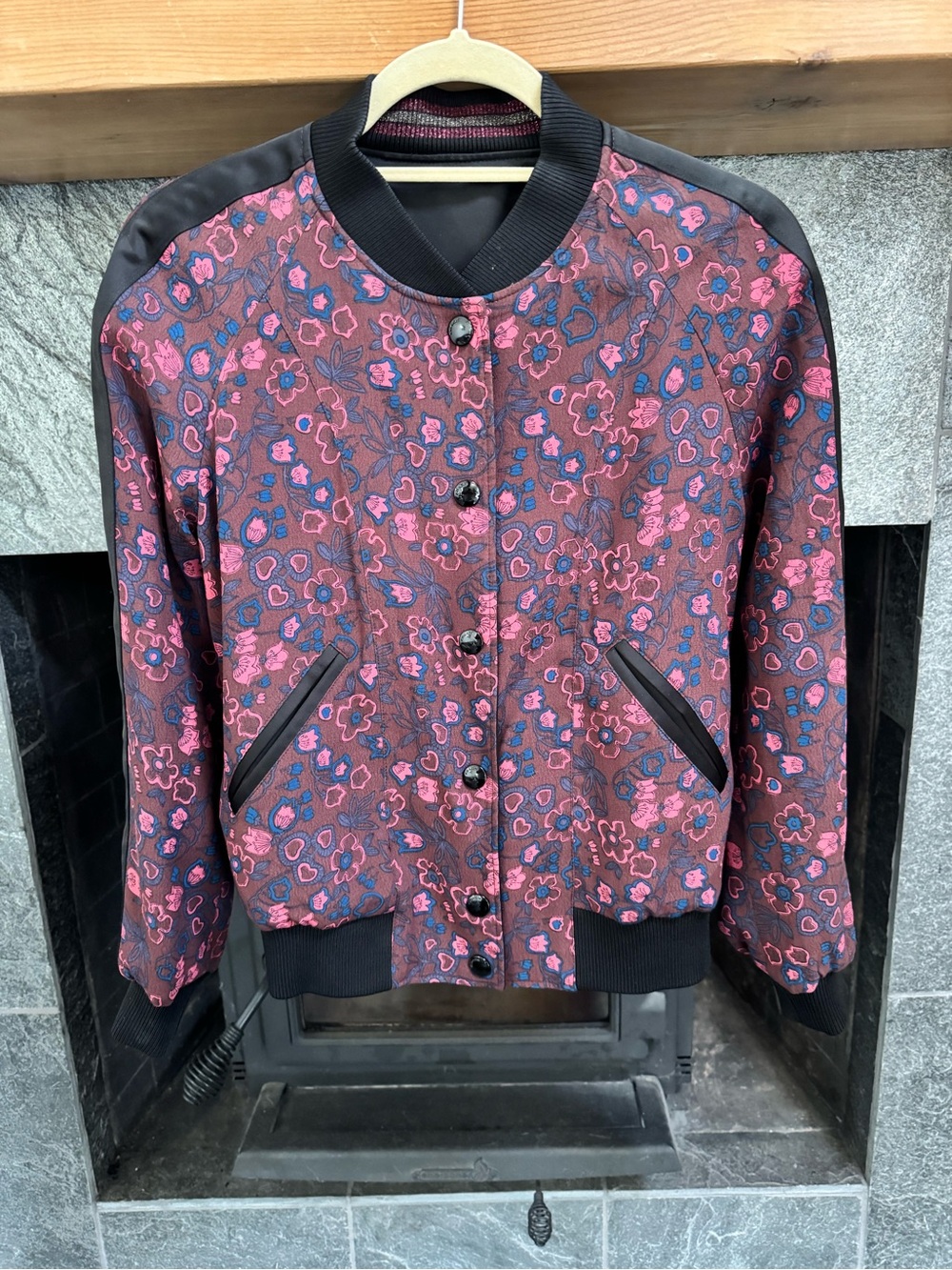 Coach Women's Reversible Floral Bomber Jacket - Pink & Burgundy